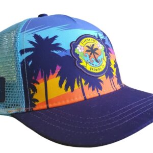 palm sunset trucker hat