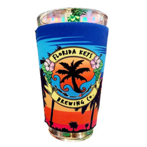 palm sunset pint koozie front